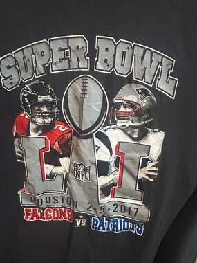 Super Bowl LI 2017 Houston Patriots vs Falcons Double Sided Graphic T-Shirt XL